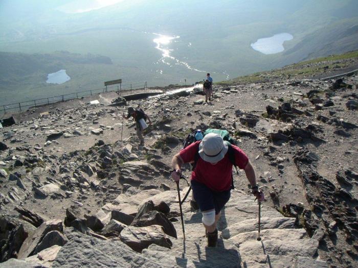 The team approaches the summit