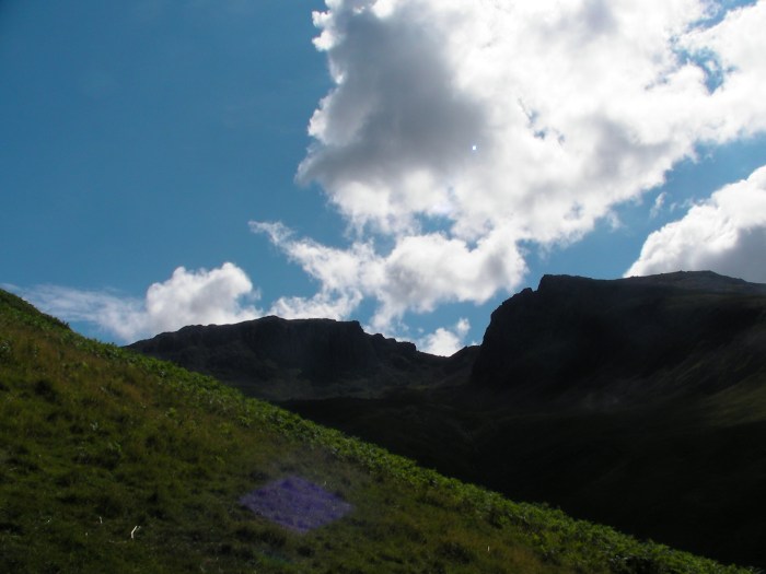 The Scafells in sight for much of the walk