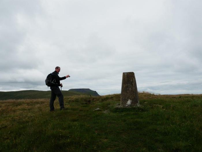 P7140932-TrigPointParkFell Trig Point and Trigpointer reunited