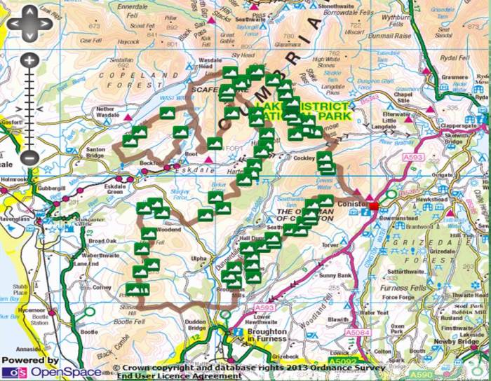 A Saunter around the Southern Fells - the planned route