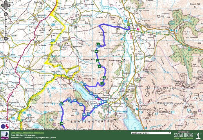 Day 1: Low Lorton to High Nook Tarn (click on image to open zoomable version in Social Hiking)
