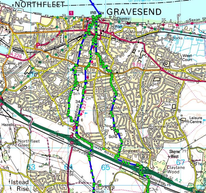 The Gravesend pavement-walking problem